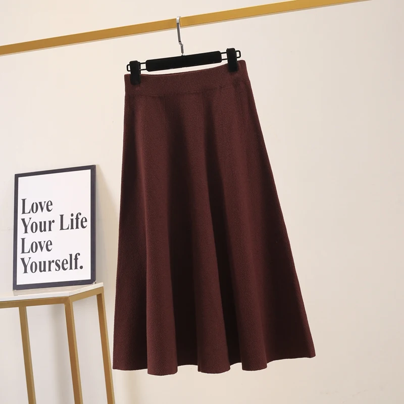 GIGOGOU осенне зимняя плотная Теплая юбка свитер с эластичной резинкой на высокой