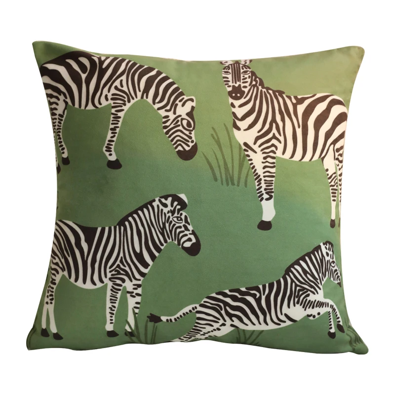 

Zebra Cushion Cover Couch Outdoor Decorative Pillow Case Retro Green Color Artistic Sofa Chair Bedding Coussin