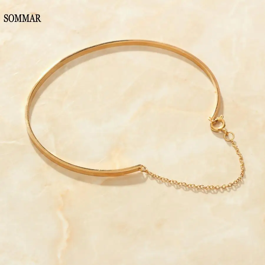 

SOMMAR 2021 online shopping india 14KGP Gold Filled Gentlewoman anklets Simple Type C foot chain luxury
