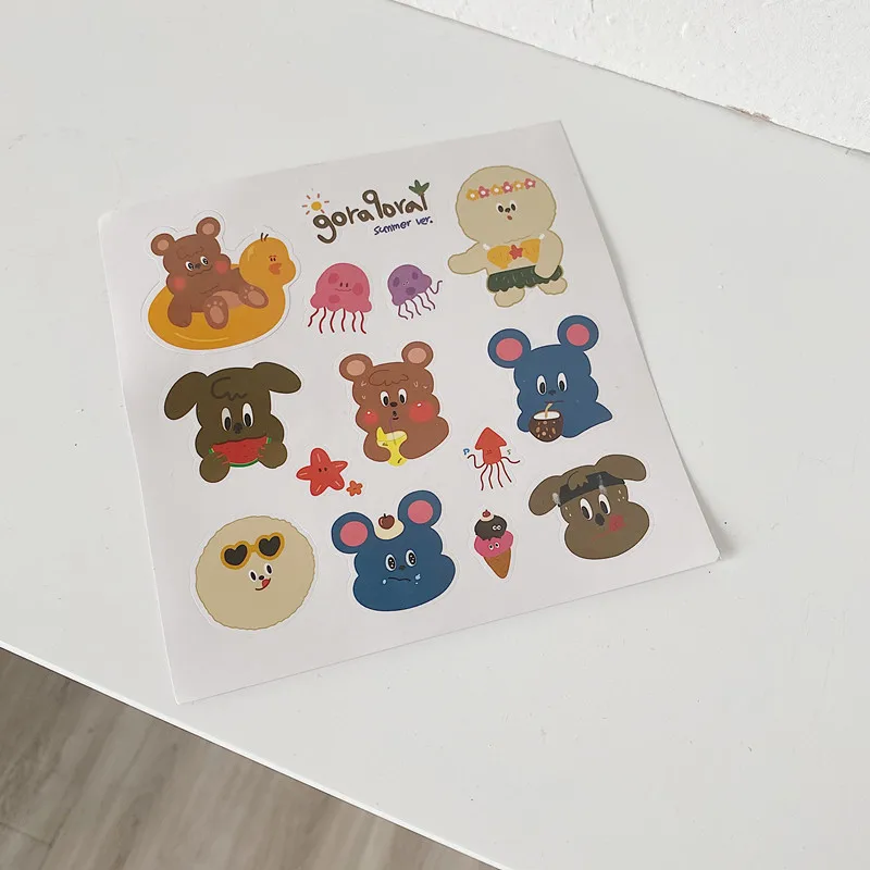 Милый мультяшный кролик медведь декоративная наклейка девушка ручная учетная