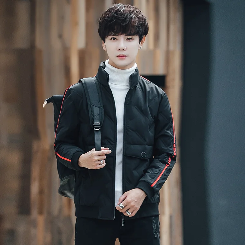 Liketkit мужские зимние куртки 2019 короткие приталенные черные парки со стоячим