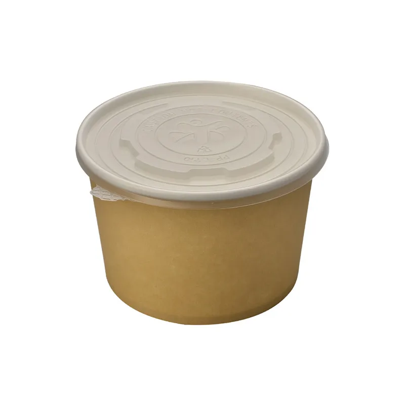 

50pcs High quality kraft paper disposable soup cup 8oz/12oz/16oz round dessert ice cream yogurt takeaway paper cup with covers