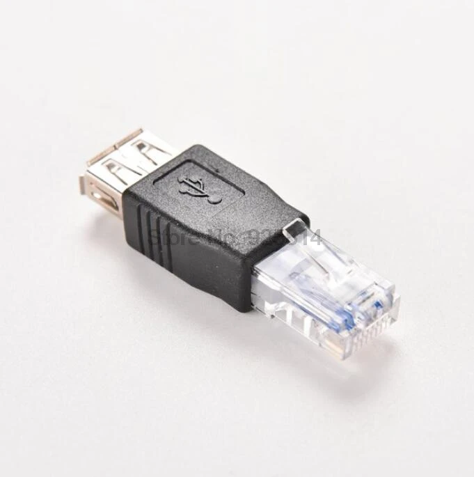 500 шт./лот USB тип A гнездо к RJ45 Мужской Кристалл головы Ethernet адаптер маршрутизатор