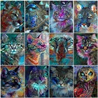 5D алмазная живопись с тигром, Полный Круглый Набор для вышивки крестиком, алмазная вышивка сделай сам, красочная мозаика с кошками, домашний декор, подарок