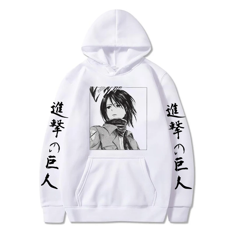 

Толстовка с капюшоном из «атаки на Титанов», одежда с принтом Микаса Аккермана в стиле Харадзюку