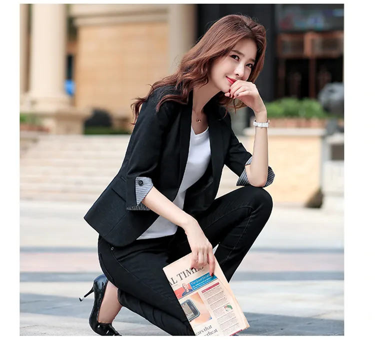 

Spring/autumn Self-cultivation Commuting Temperament OL Suit Seven-point Sleeve Joker High Cold Fashion Office Beauty Blazers