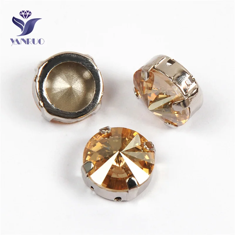 Golden Shadow Yanruo 1122 стакан Rivoli Strass хрустальные маскарадные камни металлическая установка DIY заостренный назад пришить стразы для поделок - Цвет: Golden Shadow