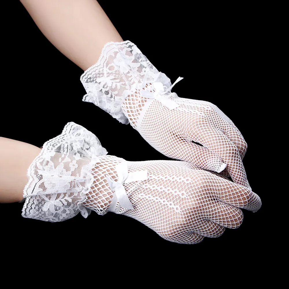 

1 Pair Ladies Lace Gloves Transparent Wrist Gloves Elegant Short Ritual Summer Floral Gloves Suitable for Weddings and Dinners