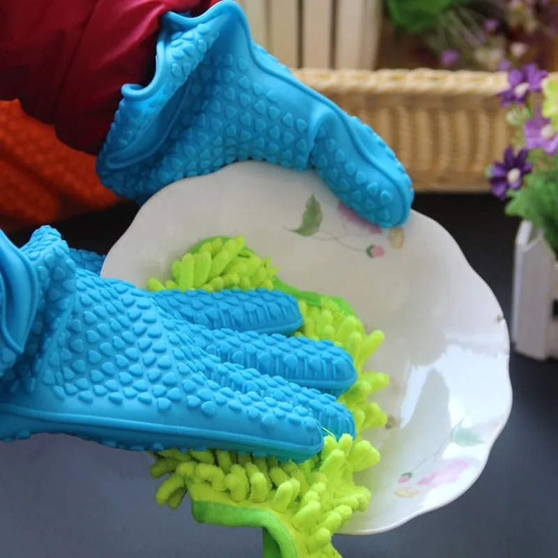 

kitchen gloves heat resistant gloves Microwave oven baking gloves silicone kitchen supplies insulation five finger gloves