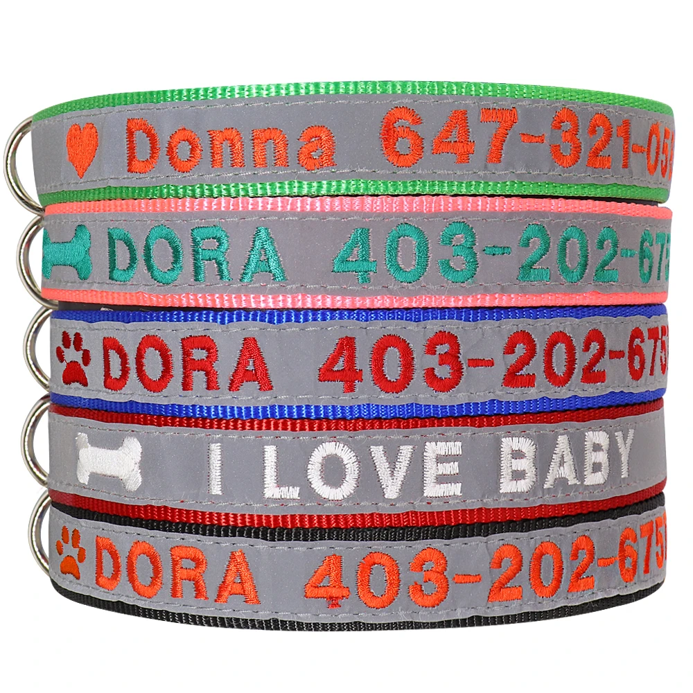 Светоотражающий ошейник для собак персонализированная вышивка щенков и кошек