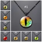 Черное длинное ожерелье, глаза животных, дракон, змея, сова, кот, тигровый глаз, стеклянный кабошон, кулон ручной работы, поставка ювелирных изделий для ожерелья своими руками