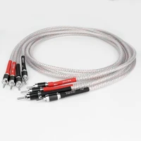 pair hifi valhalla 7n ofc silver plated audio speaker cable hi end cabon fiber banana to banana plug louderspeaker cable