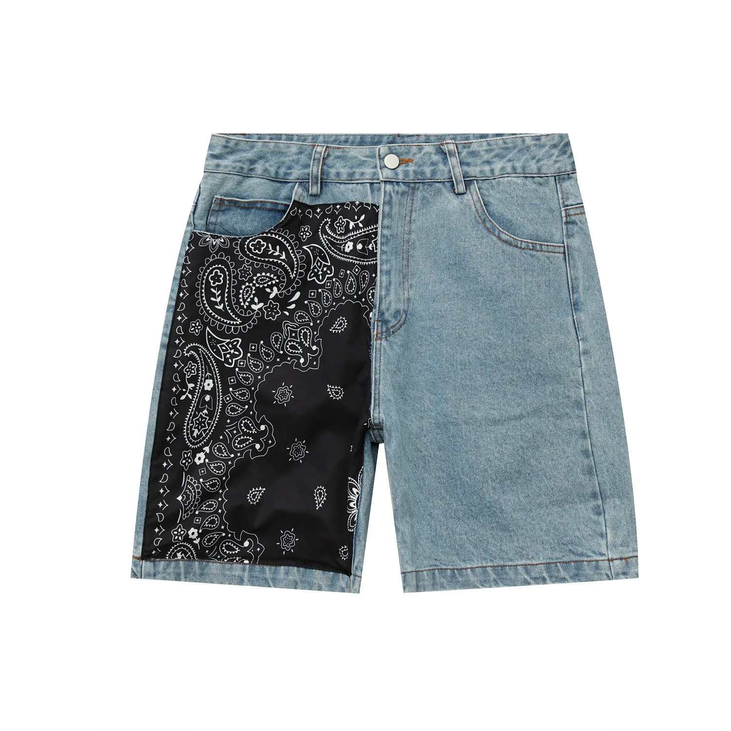 

MTL men | 2021 summer new product Korean loose splicing design trend washing casual denim shorts men