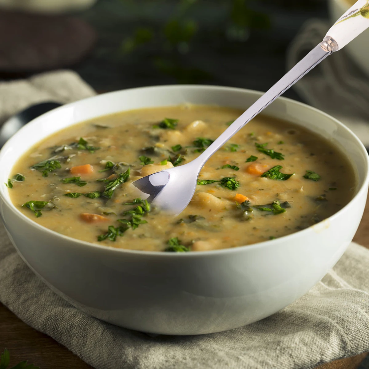 4 шт. ложки из нержавеющей стали с керамической ручкой керамические столовые