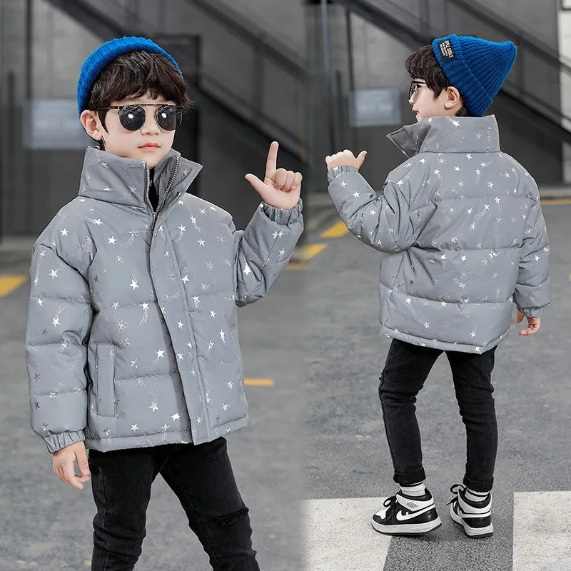 

Children Winter Casual Fashion Reflective Wadded Jacket Teenager Active Sport Down Jacket Boys Girls Thick Warm Outerwear 5-12 Y