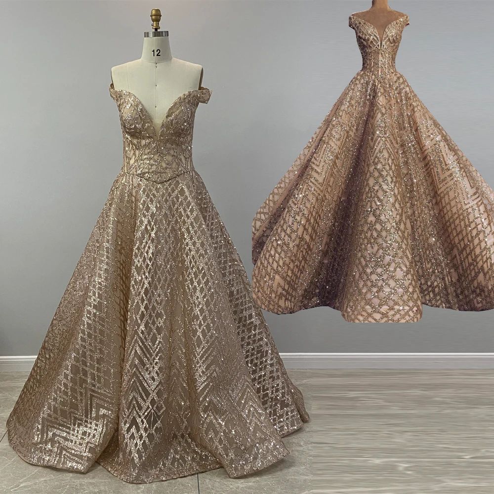 Длинные розовые золотые блестки арабские вечерние платья 2021 бальное платье с