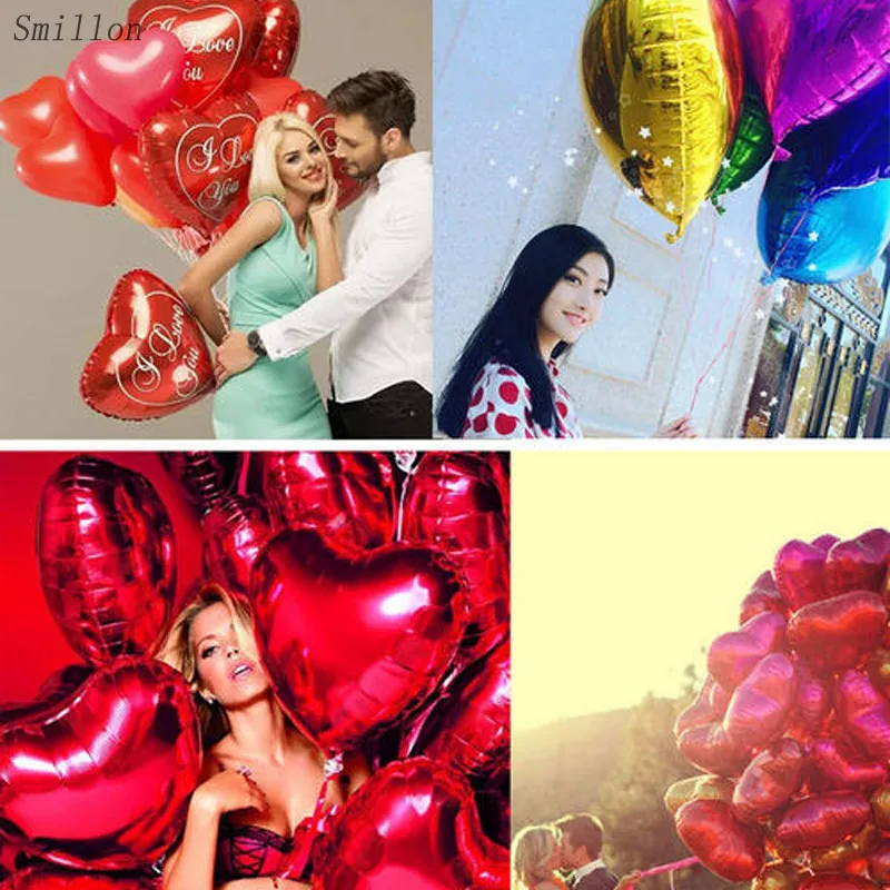 10 шт 18 дюймов в форме сердца надувные шары из алюминиевой фольги на день рождения