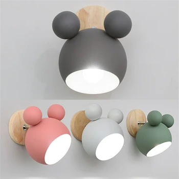 Modern Wall Lamp Cute Mickey Wall Light For Bedroom Children's Room Nordic Home Decor Bedside Wall Sconce E27 Lighting Fixtures