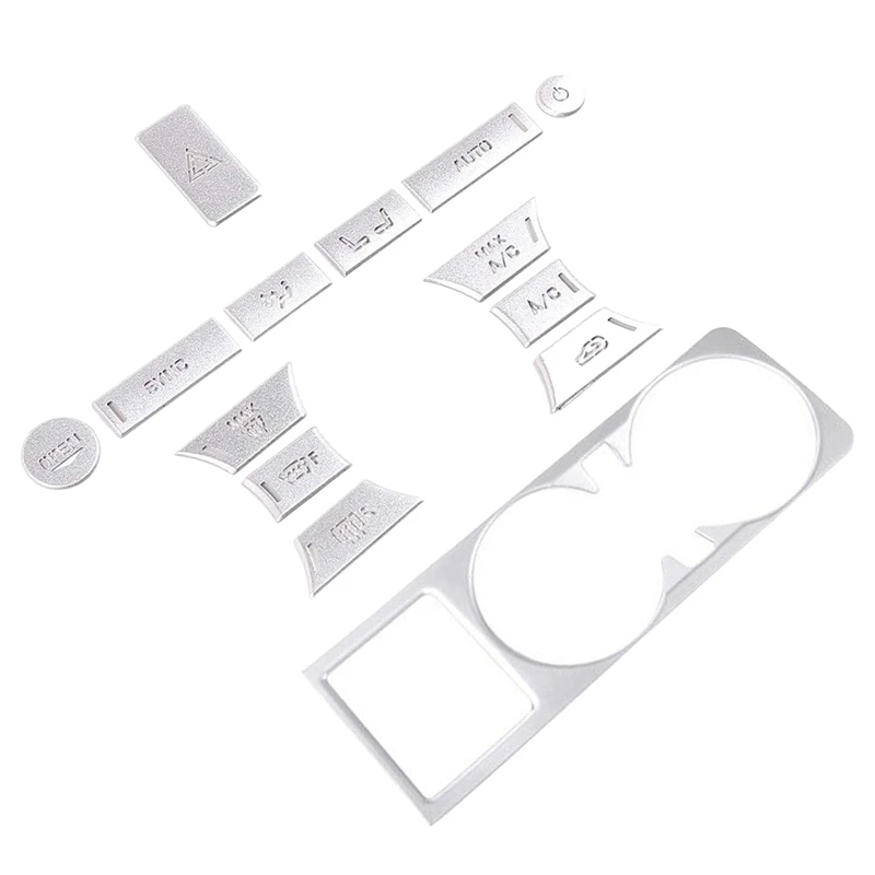 

2 Set Car Accessories: 1 Set Car Air Conditioning Volume Button Sticker Cover Trim & 1 Pcs Water Cup Holder Panel Cover