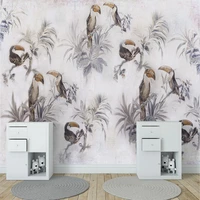 custom photo wallpaper medieval hand drawn tropical plant toucan mural dining room living room bedroom background wall art decor