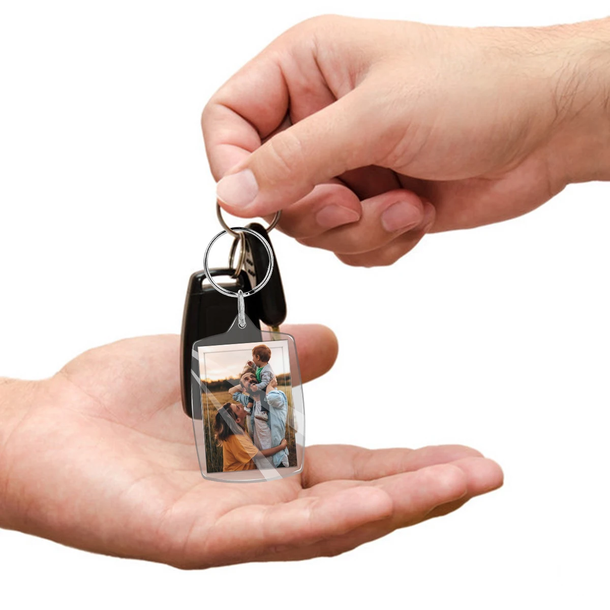 

Acrylic Blank Key Chain Photo Insert Keychain Fashion Luminated Keyring Heart Shaped Glass Picture Baby Souvenir Gifts