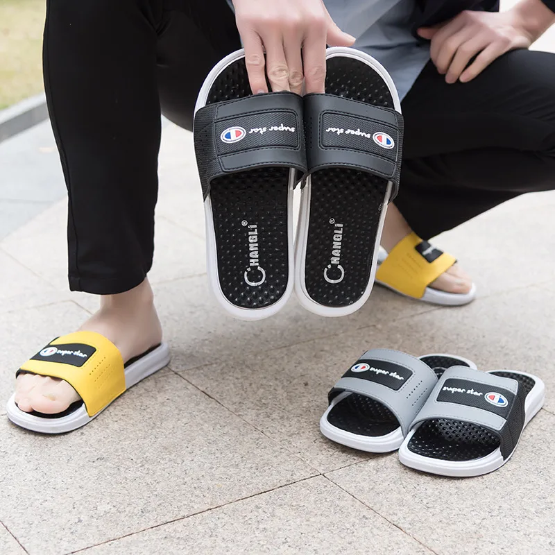 

Men's Home Slippers Outdoor Rubber Slippers Fashion Designer Slides for Women 2021 Summer Couple Beach Slippers zapatillas casa