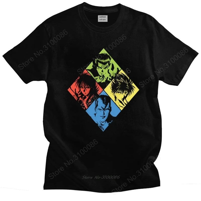 

Manga Yu Yu Hakusho T-shirt Men Short Sleeves Cotton Yusuke Kurama Tshirt Youko Kurama Tee Anime Kazuma Kuwabara Hiei Shirt Gift