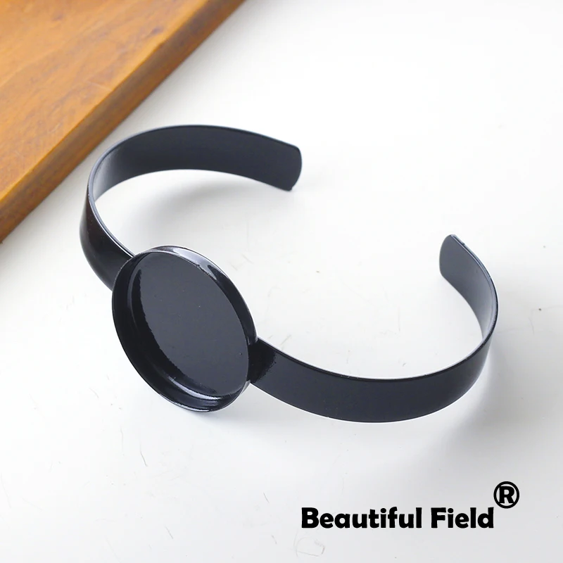 Основа для браслета 20 мм круглый кабошон черная оправа основа камеи пустой