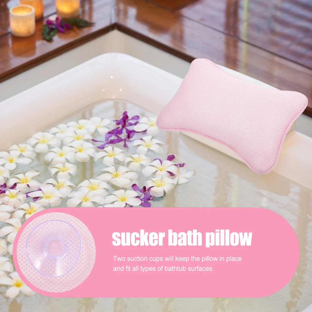 

1Pc 3D Mesh Bath Tub Pillow Comfortable Sucker Bath Pillow Practical Spa Pillow