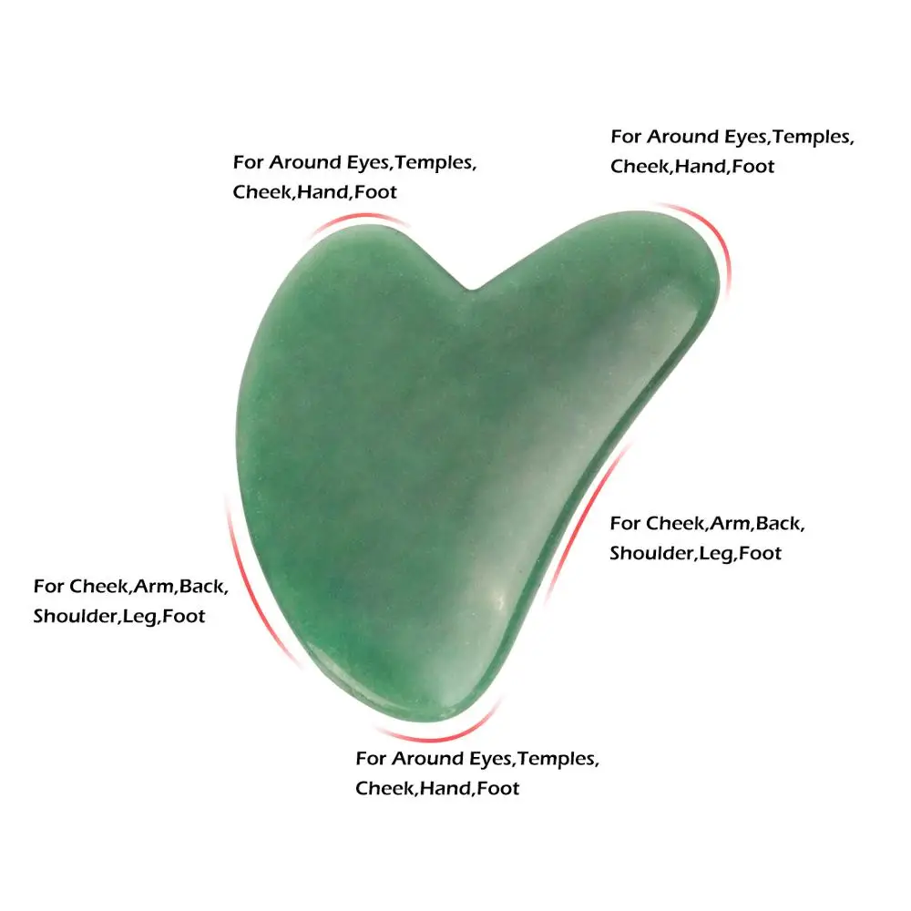 Green Heart guasha Новое поступление косметический продукт нефритовый ролик для лица Gua Sha Комплект Природный уход за кожей розовый кварцевый камень красота ролик инструмент подарок для девочки - Цвет: Green Heart guasha