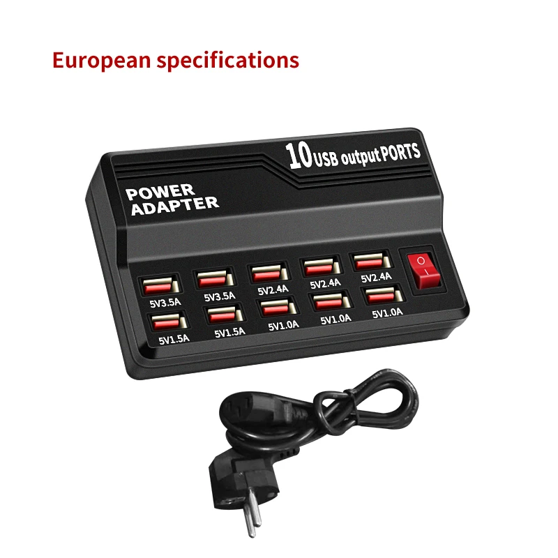 

Multiple Ports Charger Station Fast Charge HUB 10 Ports Socket For Mobile Tablet Digital Display