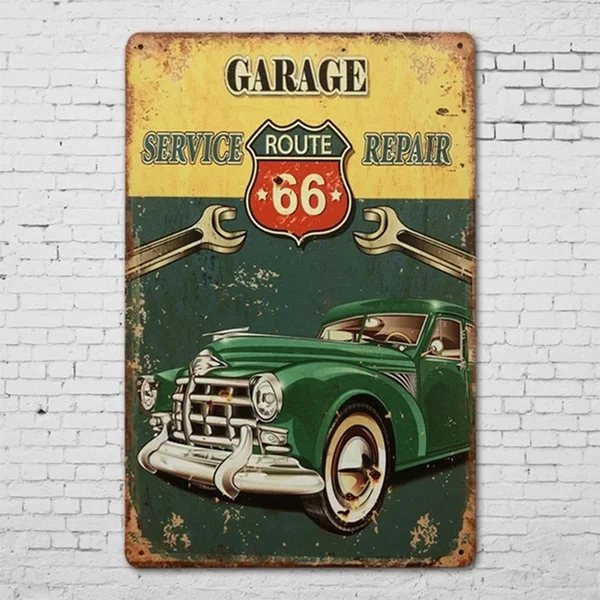 

Retro Metal Tin Sign Poster Plaque Bar Pub Club Cafe Home Plate For Wall Decor Art Garage Service Route 66 Repair Garage