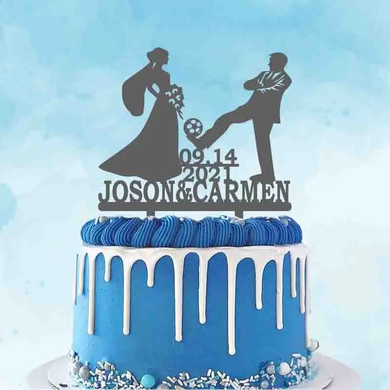 Персонализированный Топпер для свадебного торта в виде футбольного мяча на
