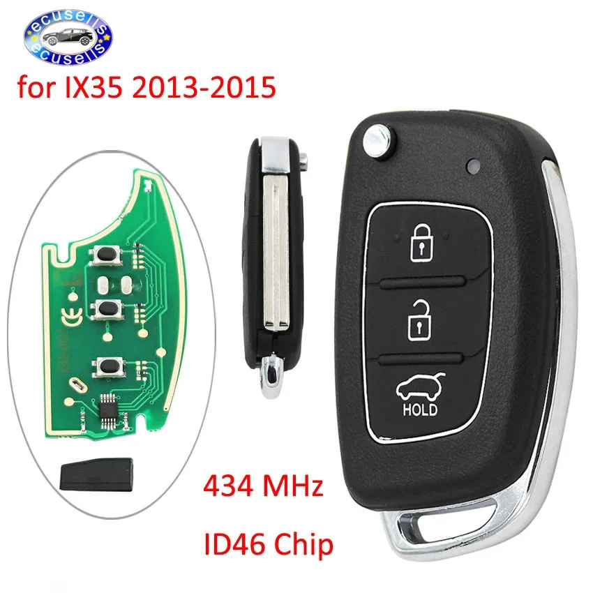 3 кнопки Floding Keyless ввод дистанционного ключа Fob 434 МГц ID46 чип для Hyundai New IX35 2013 2015|for