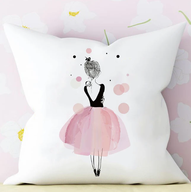 В стиле принцессы балерины Детская Наволочка на подушку розового цвета для