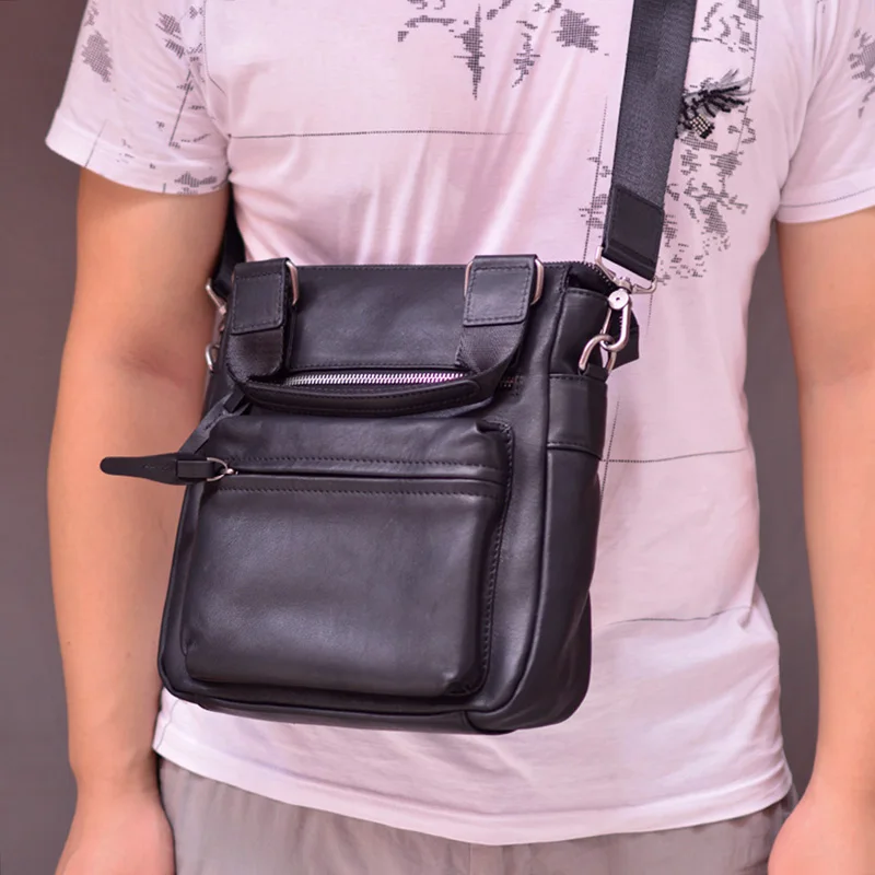 AETOO Handbags, men's leather business casual shoulder bag, multifunctional first layer leather men's messenger bag