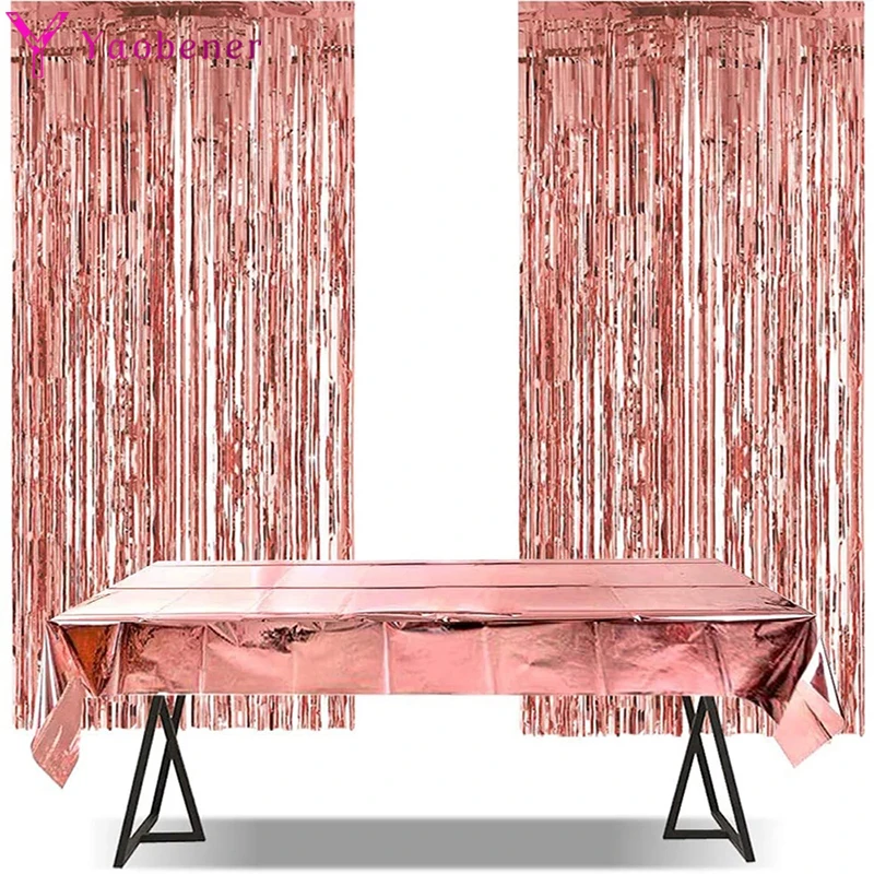 3 шт металлический Фольга занавеска с блестками скатерть дня рождения свадьбы