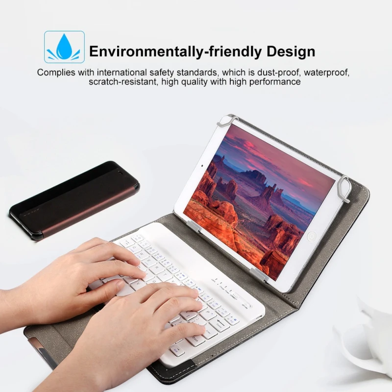 

Rechargeable Wireless Keyboard Bluetooth With Leather Case LightweightPortable 7/10inch For Ipad Tablet Android Ios Windows