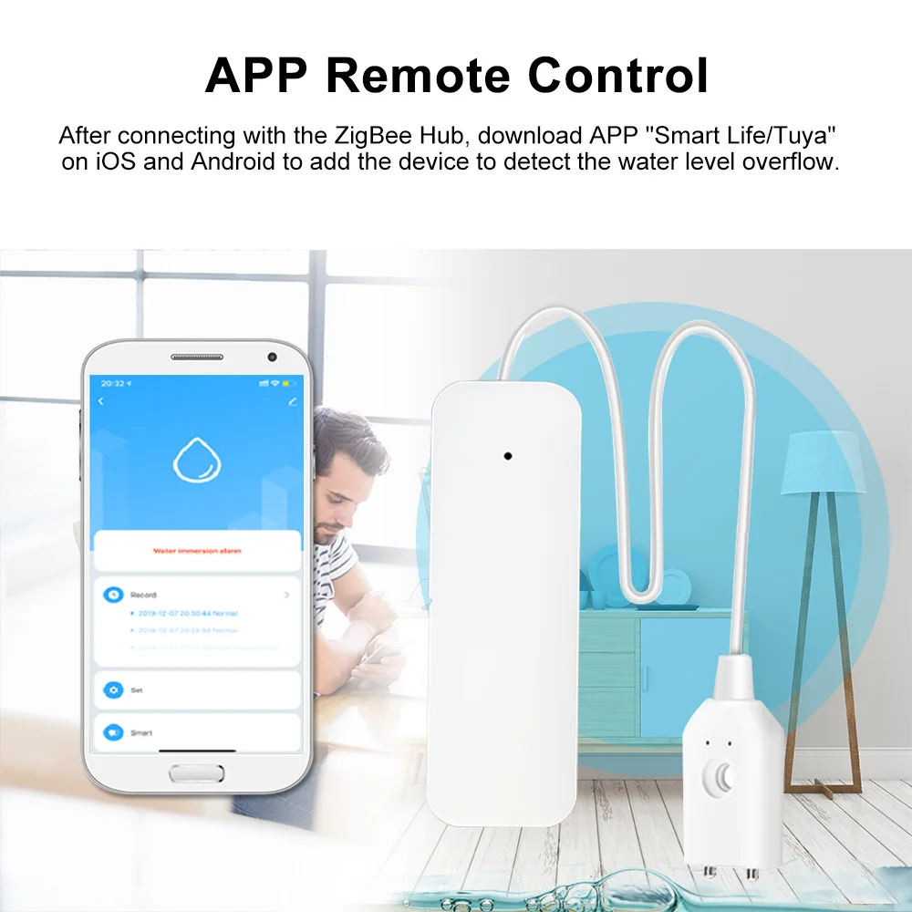 Датчик утечки воды Tuya Zigbee беспроводной детектор наводнения датчик обнаружения |