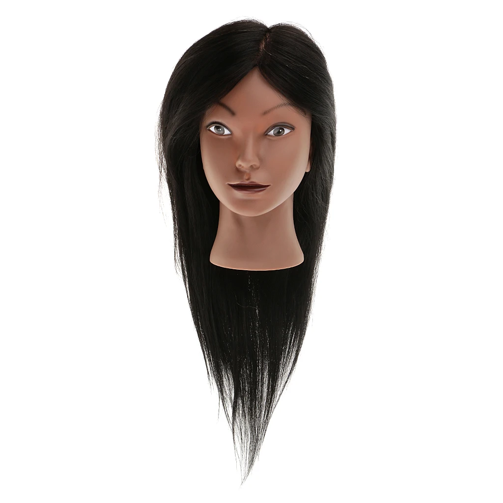 

Cosmetology Silicone Professional Hairdressing Practice Training Mannequin Head Doll with Mount Hole 80% Real Human Hair