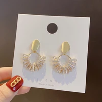 south korea s925 silver needle temperament shining face zircon diamond earrings female earring super fairy personality earrings