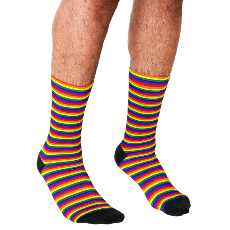 

Men Socks harajuku Bright Colorful Repeat Printed Happy hip hop Novelty personality Skateboard Crew Casual Crazy Funny Socks