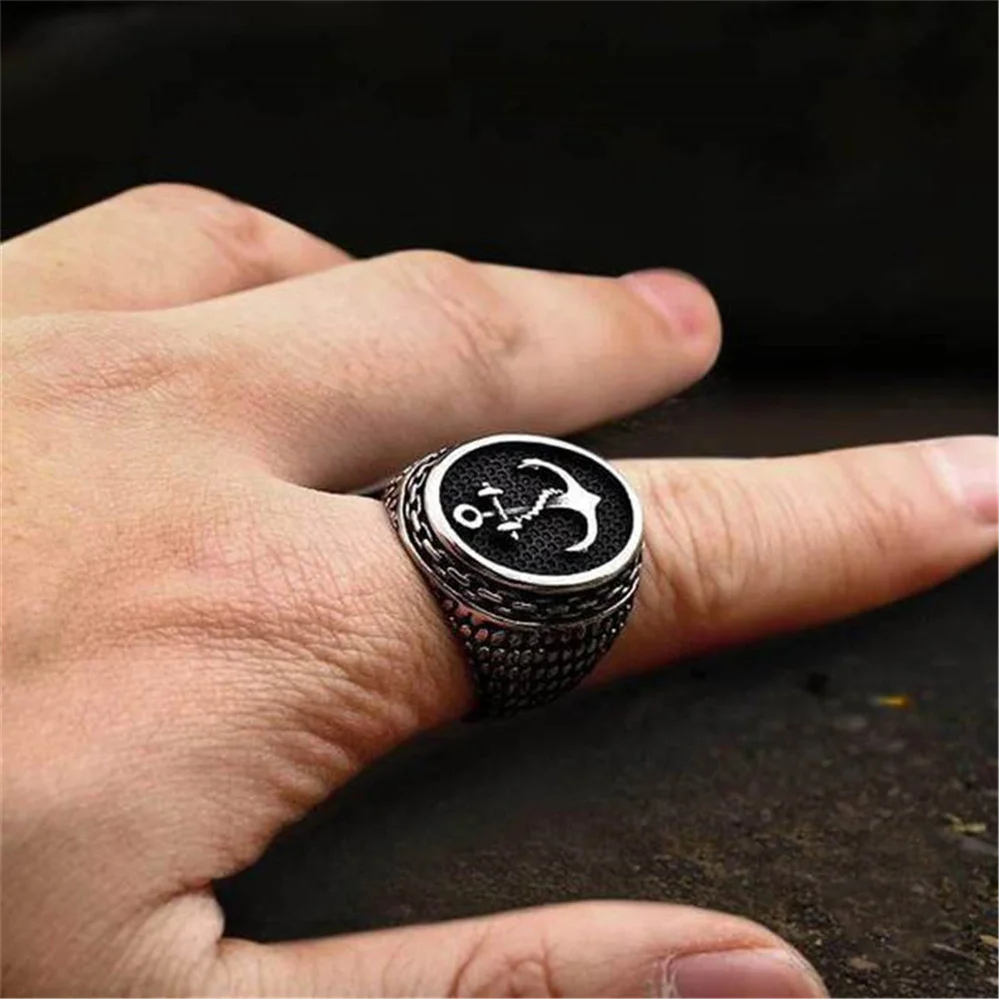 

New Trendy Fashion Viking Anchor Retro Rings Male Popular Domineering Gothic Hip-hop Party Jewelry Accessories Gift Wholesale