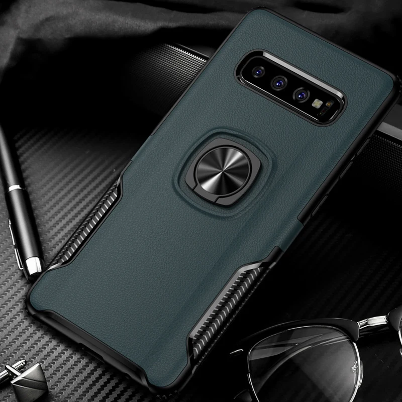 Ударопрочный чехол с магнитным кольцом для samsung S10 Plus S 9 10 A8 силиконовые чехлы для samsung Galaxy S10Plus чехол A 8 - Цвет: Qing