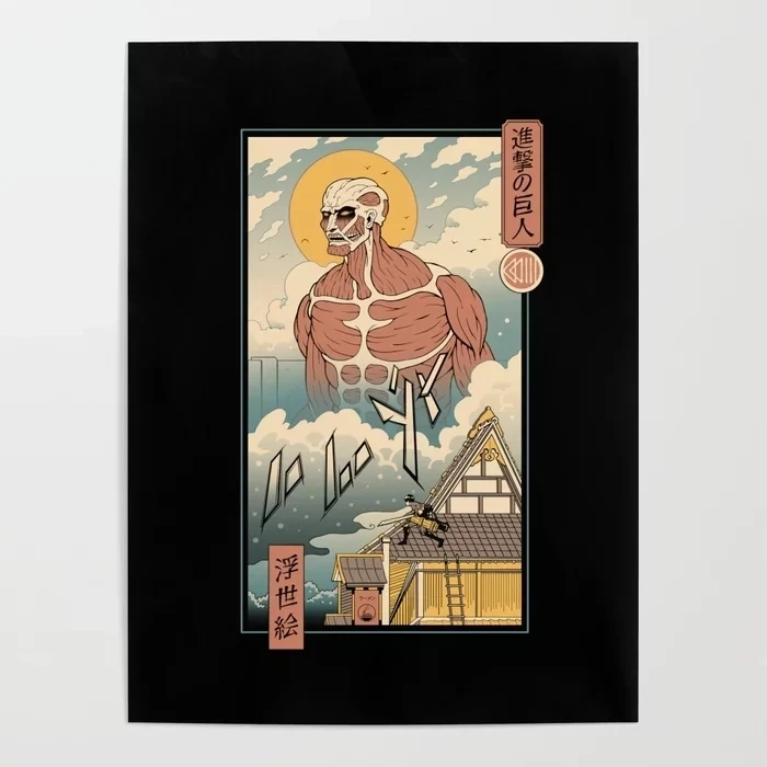 

Modern Canvas Painting Titan In Edo Wall Artwork Modular Japanese Anime Poster Print Pictures Home Decoration For Living Room