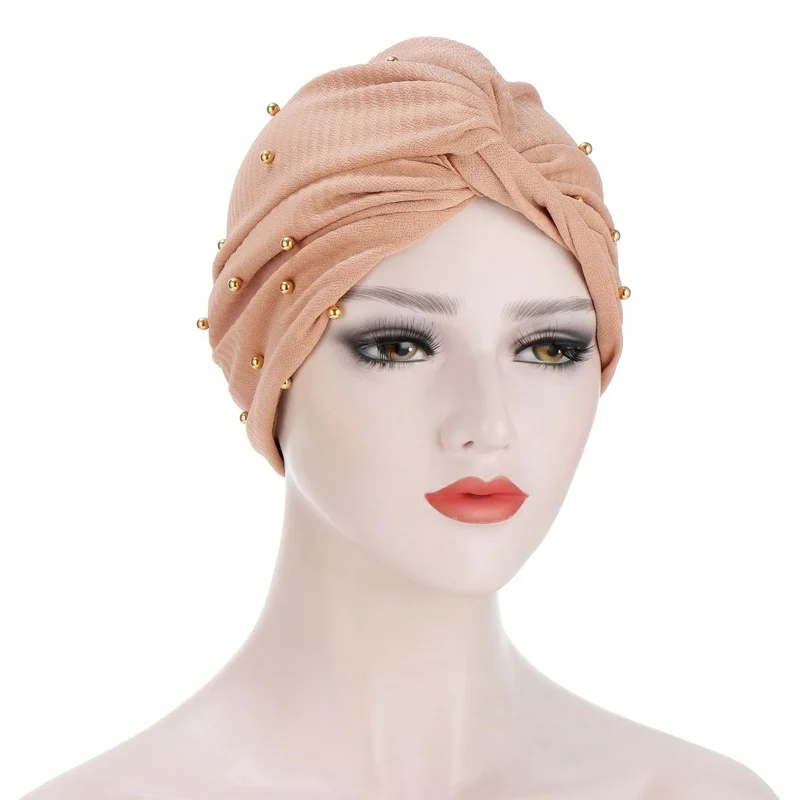 

Women Bonnets Multifunction New Nail Bead Pressing Shaft Twist Headband Hat Turban Hat Muslim Headband Hat Turban Hat 212
