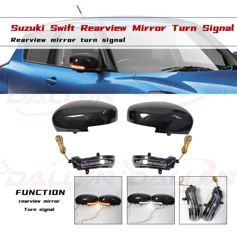 

2Pcs for Suzuki Swift 2017-2020 Dynamic LED Turn Signal Light Side Wing Rearview Mirror Sequential Blinker Lamp Carbon cover