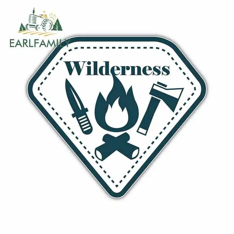 

EARLFAMILY 13cm X 11.7cm For Wilderness Mountain Hiking Graffiti Car Sticker Decal Suitable For VAN RV SUV DIY Occlusion Scratch