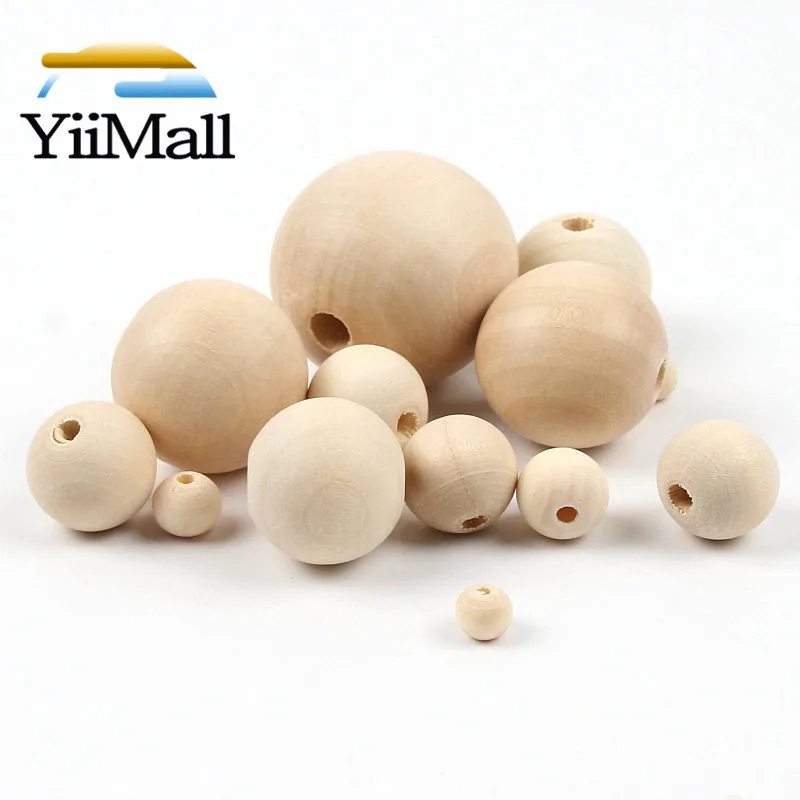 Круглые бусины из натурального дерева 4-50 мм незакрепленные деревянные для