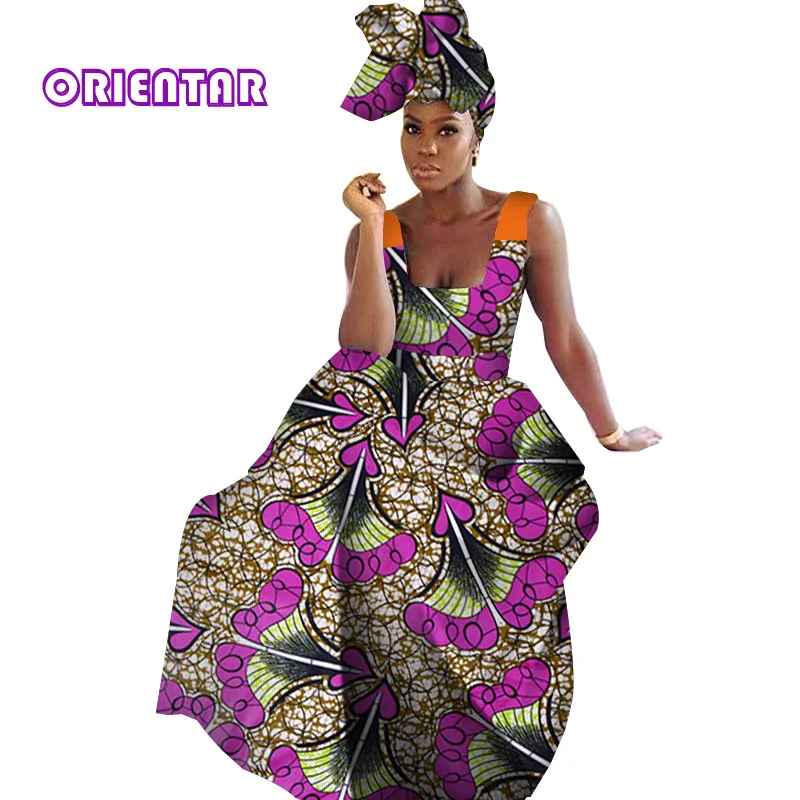 Африканские платья для женщин Африканский принт длинное платье Дашики с шарфом